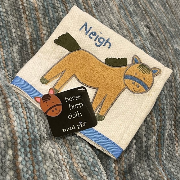 Mud Pie - Baby Burp Pad Embroidered Horse Newborn - Baby Girl - Baby Boy - Picture 4 of 4